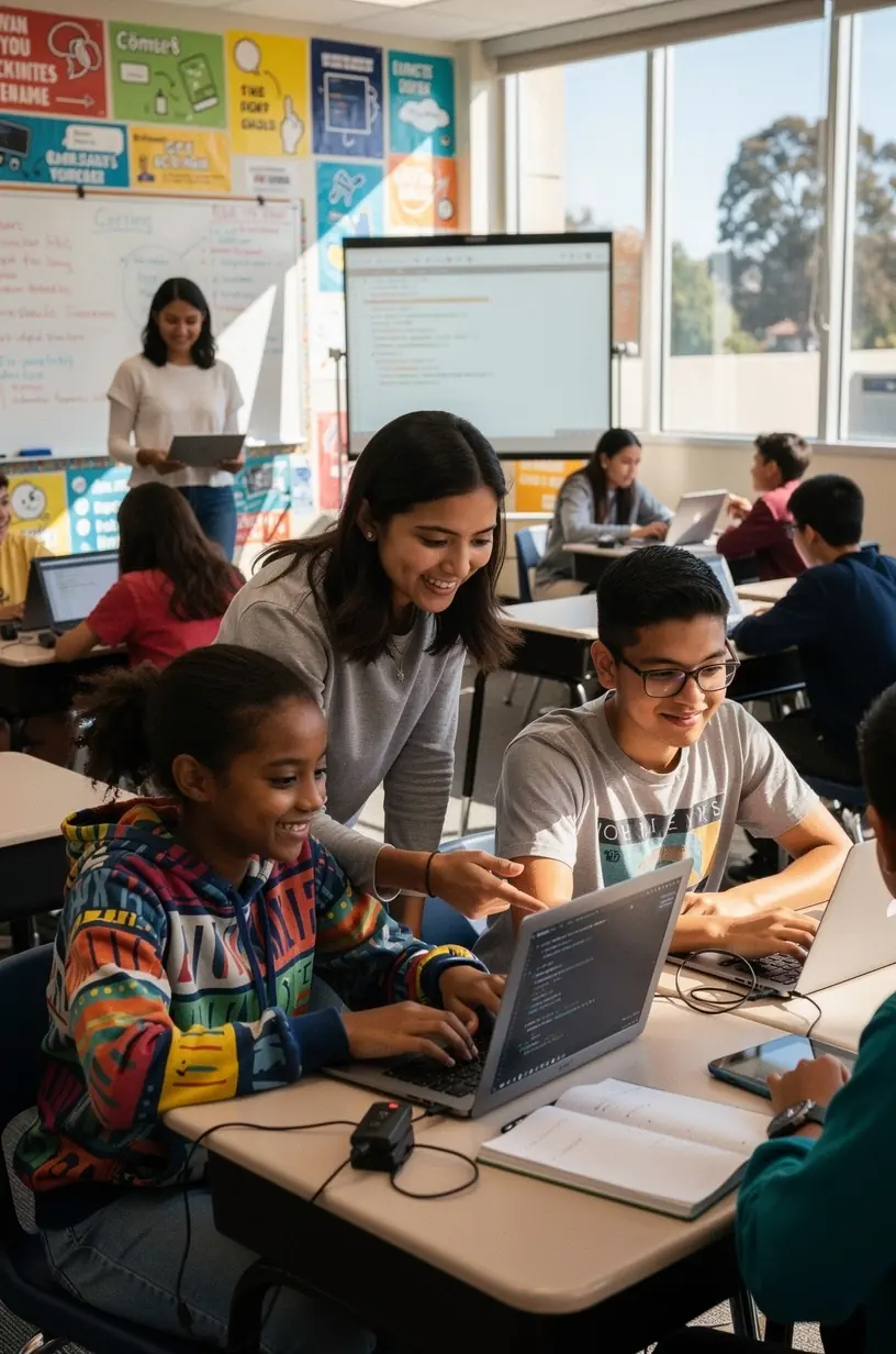 Professional explaining the benefits of wearable technology during a business meeting in a modern office.